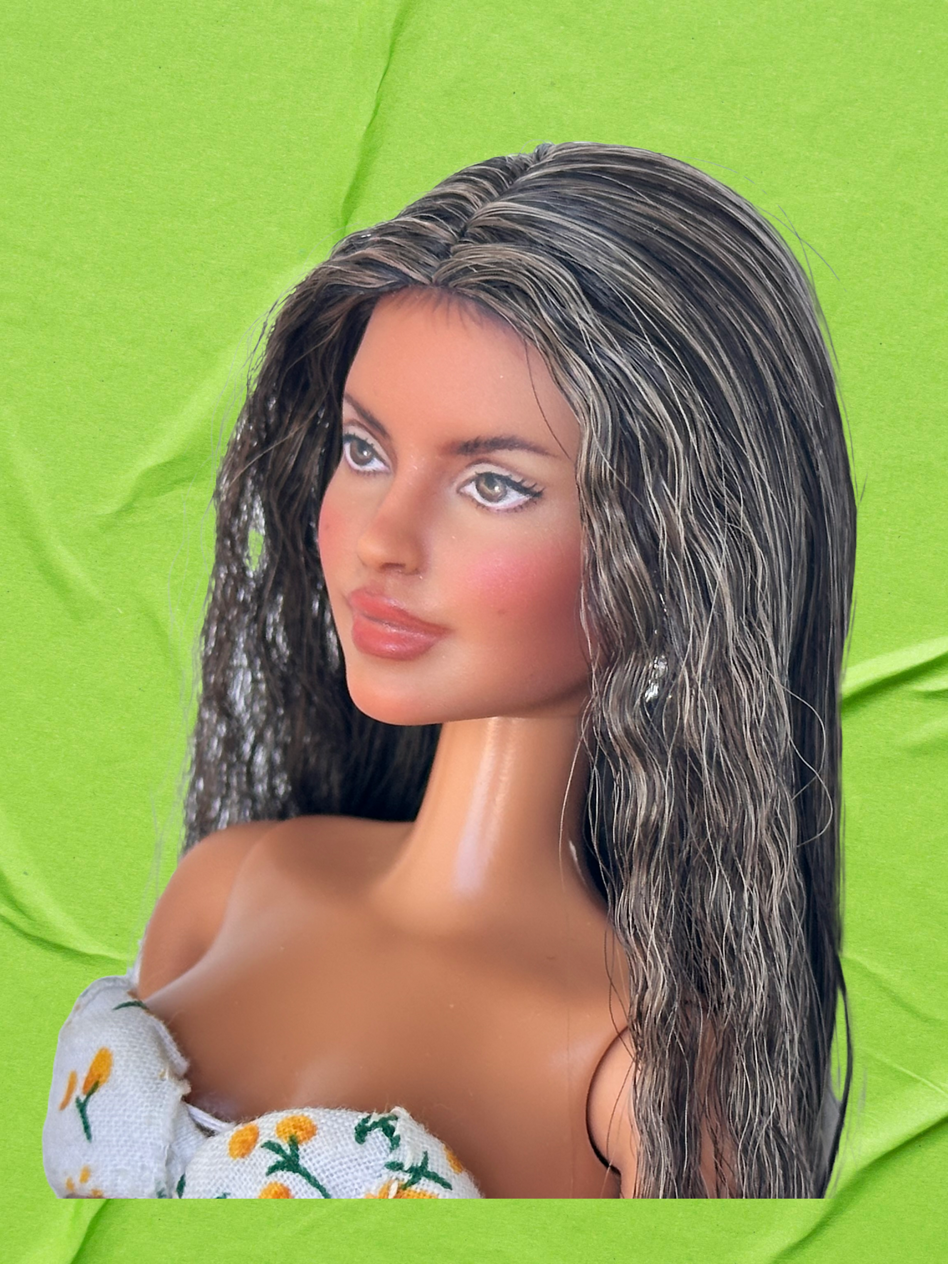 Repainted Fashion Doll with Long Hair with Big Breasts