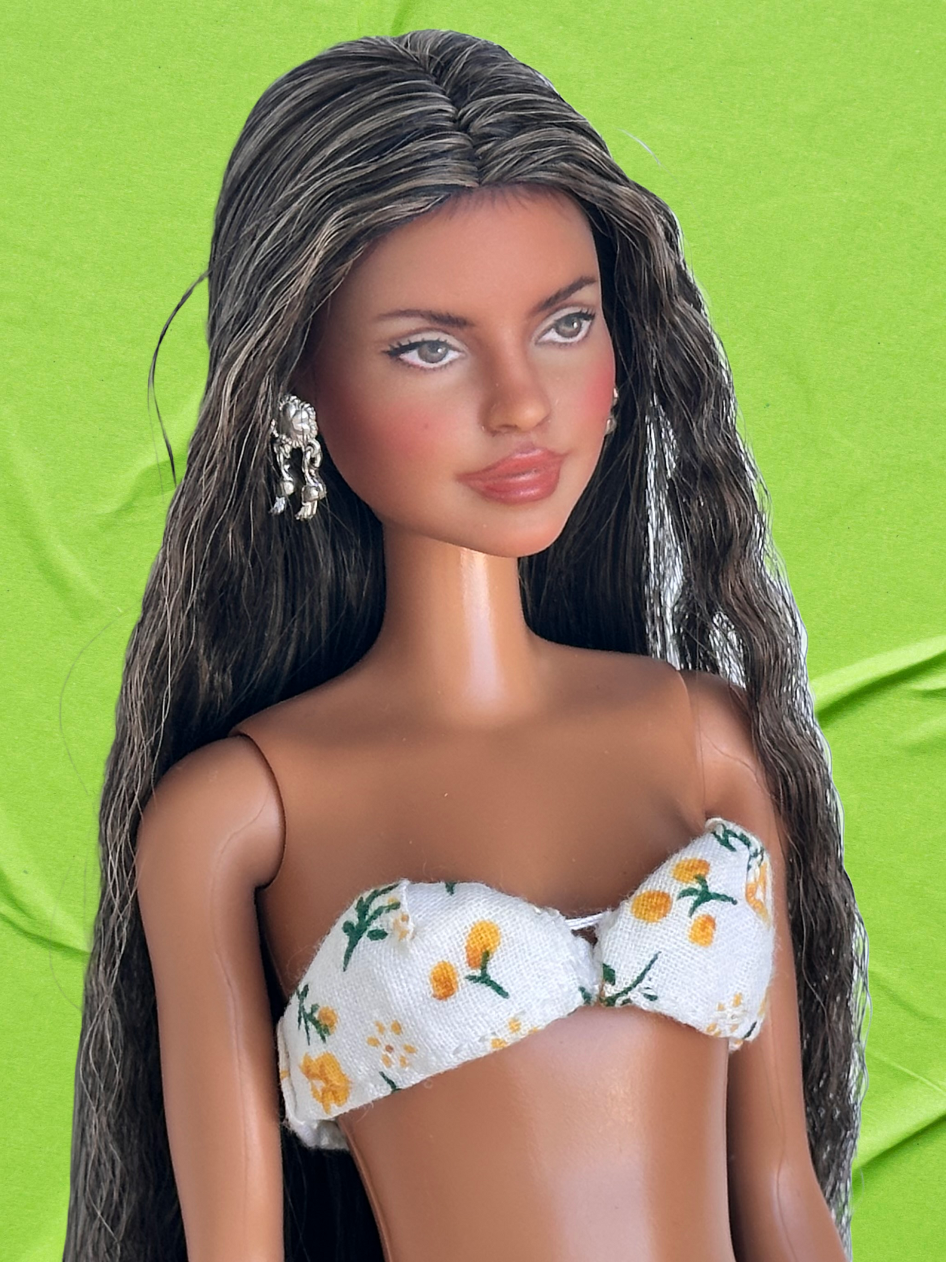 Repainted Fashion Doll with Long Hair with Big Breasts