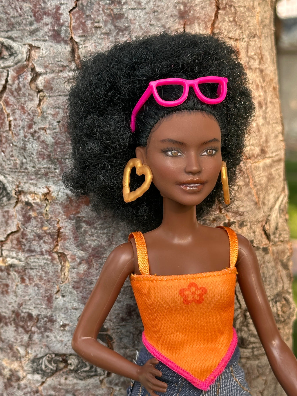 OOAK African American Art Doll: 12" Handmade Repainted Fashion Display