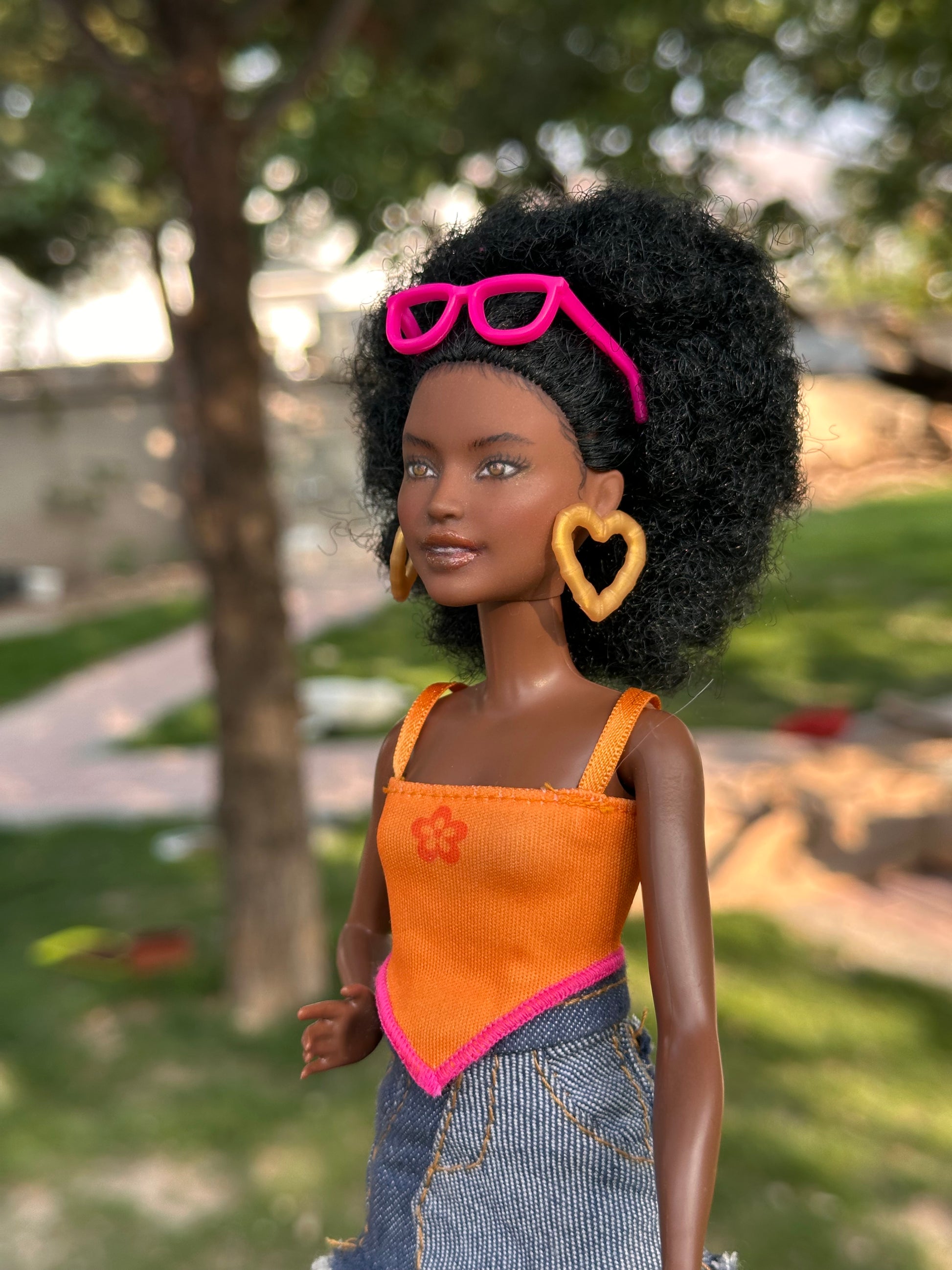 OOAK African American Art Doll: 12" Handmade Repainted Fashion Display