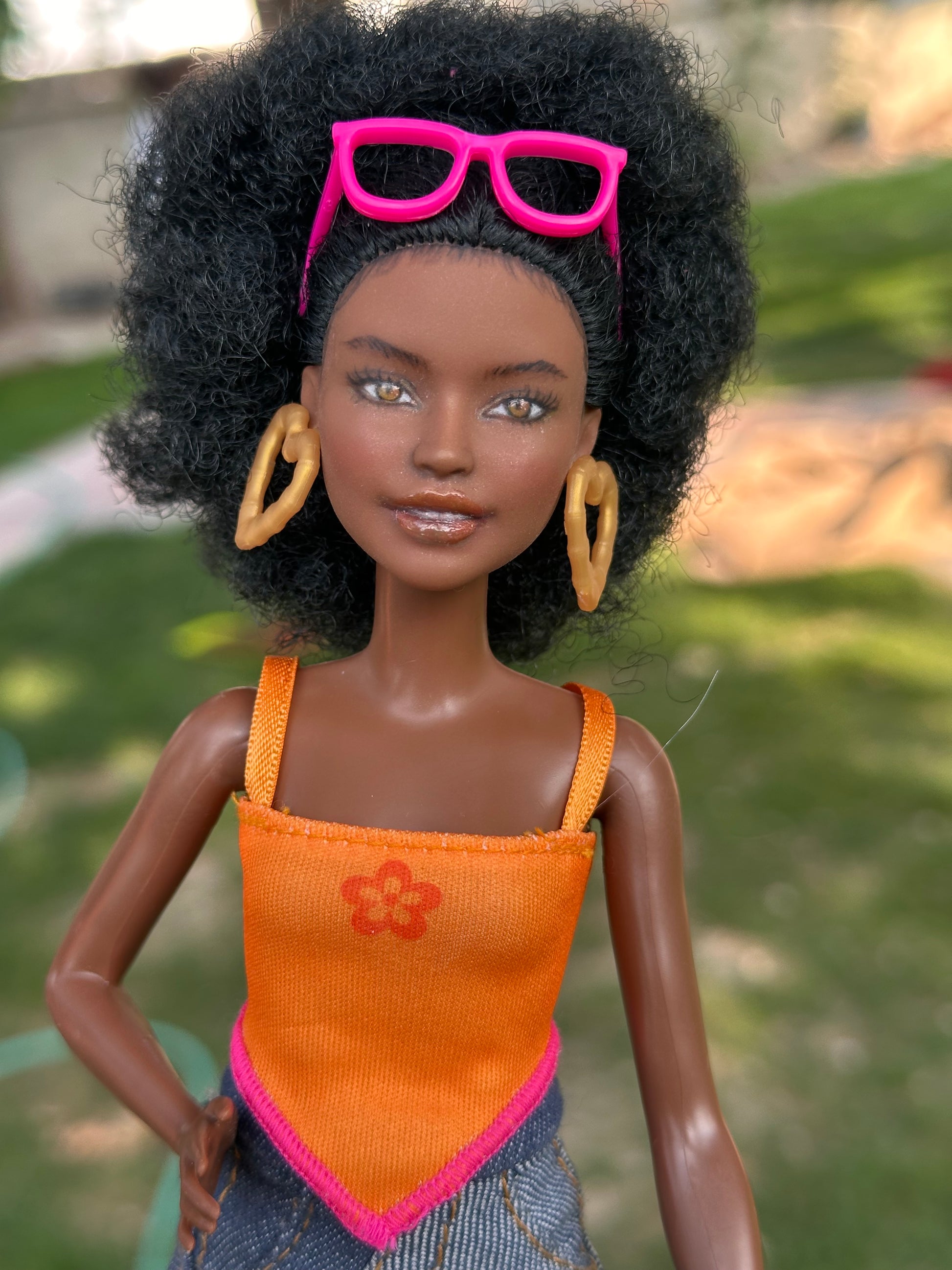 OOAK African American Art Doll: 12" Handmade Repainted Fashion Display