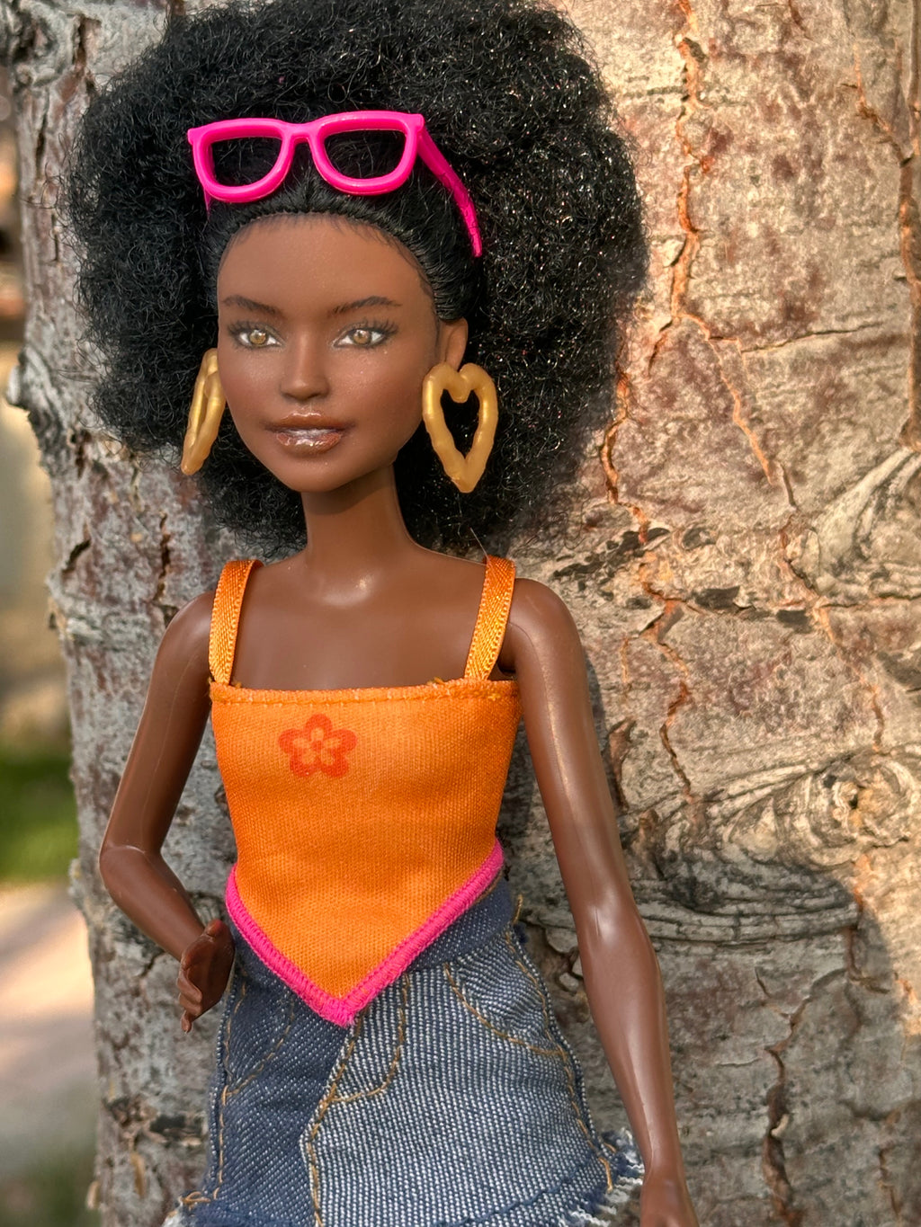 OOAK African American Art Doll: 12" Handmade Repainted Fashion Display