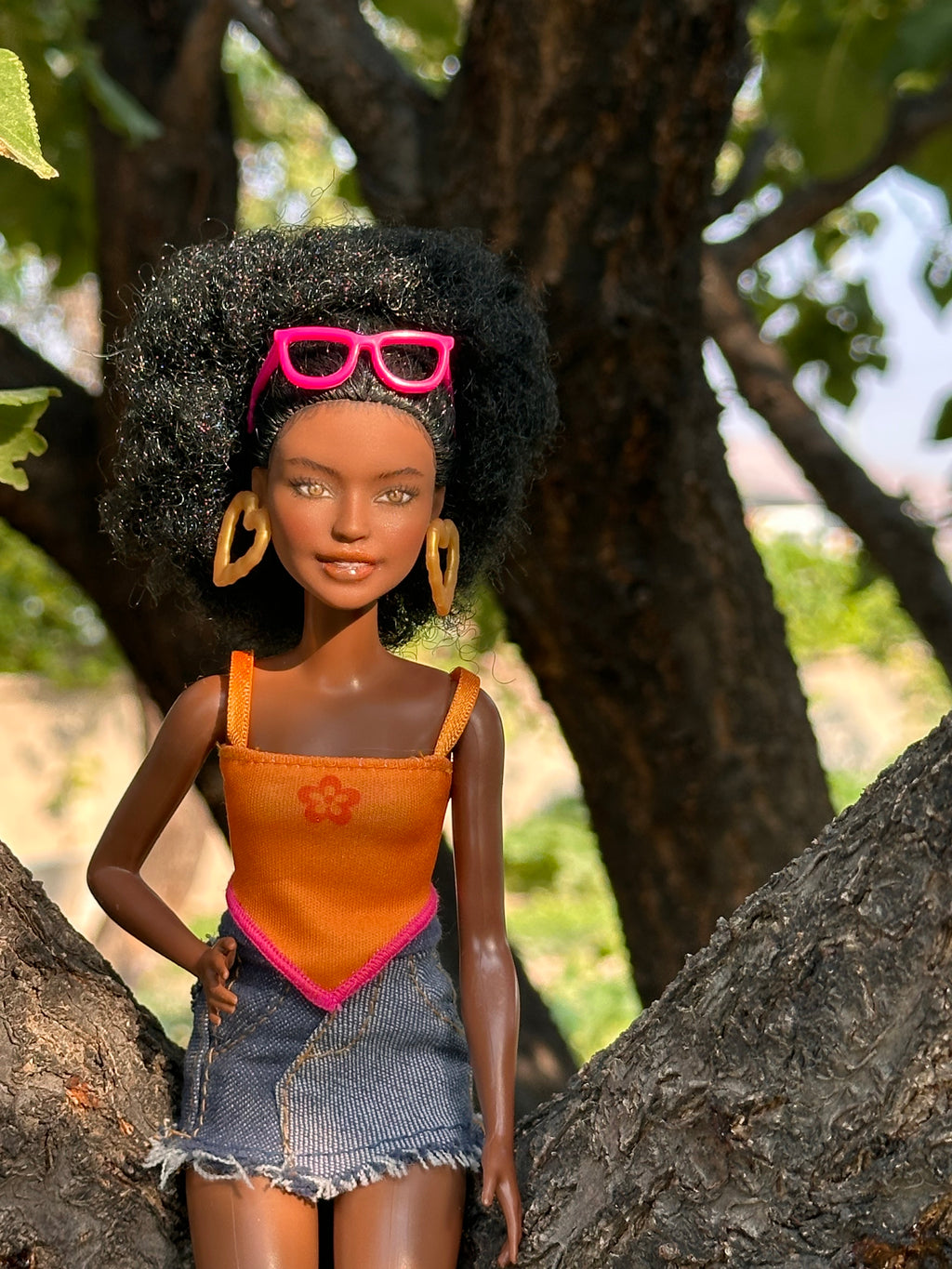 OOAK African American Art Doll: 12" Handmade Repainted Fashion Display