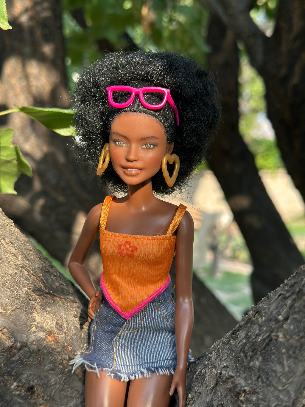 OOAK African American Art Doll: 12" Handmade Repainted Fashion Display