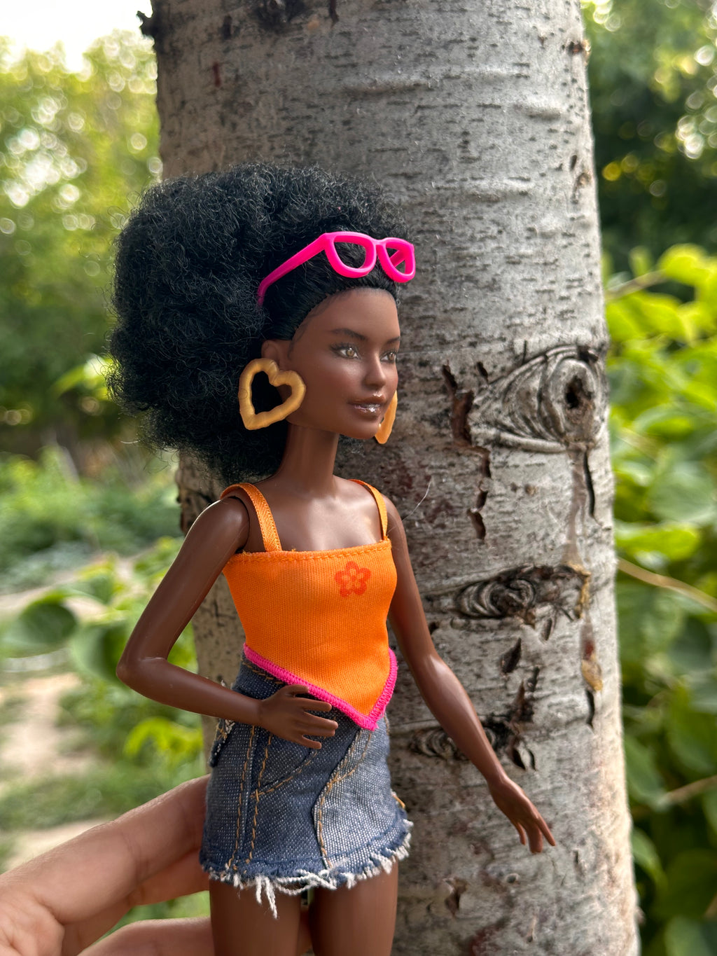 OOAK African American Art Doll: 12" Handmade Repainted Fashion Display