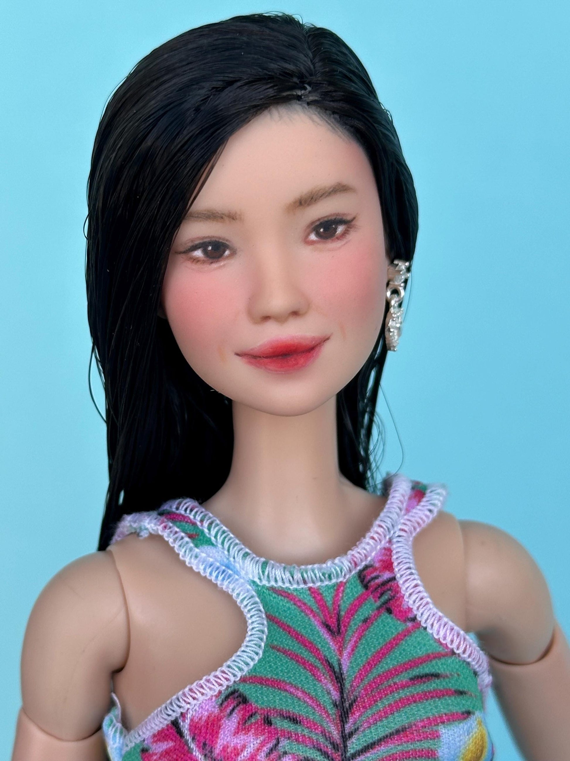 Custom dolls • Art dolls • Ooak Asian  Fashion Doll Hand Painted with Fully Articulated Body