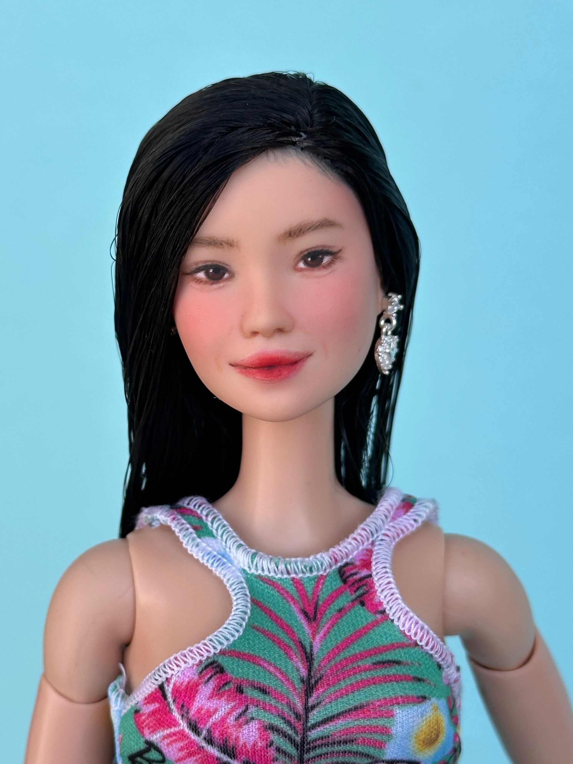 Custom dolls • Art dolls • Ooak Asian  Fashion Doll Hand Painted with Fully Articulated Body